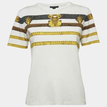 Louis Vuitton Cream Printed Cotton Crew Neck T-Shirt XS