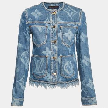 Louis Vuitton Blue Monogram Denim Round Neck Jacket S