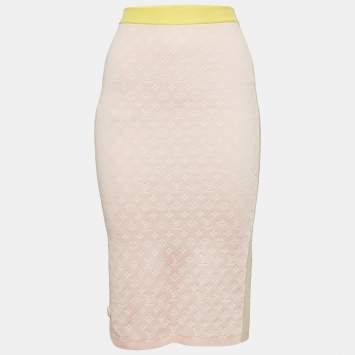 Louis Vuitton Multicolor Monogram Jacquard Knit Tube Midi Skirt XS