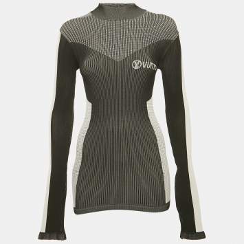Louis Vuitton Black Rib Knit High Neck Pullover S