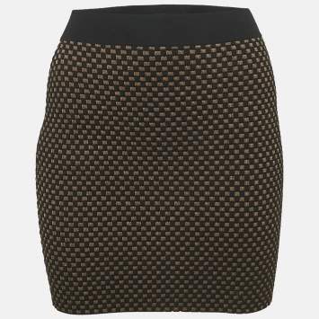 Louis Vuitton Black Check Lurex Knit Mini Skirt XS