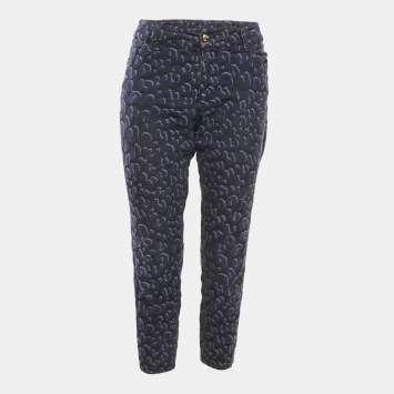 Pre Owned Louis Vuitton Blue Jacquard Denim Jeans M Waist 30"