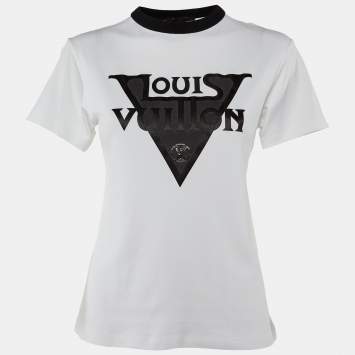 Louis Vuitton White Logo Print Cotton Crew Neck T-Shirt S