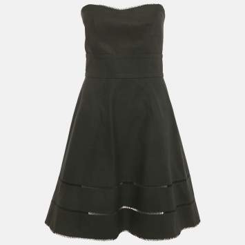 Pre Owned Louis Vuitton Black Cotton Strapless Mini Dress M