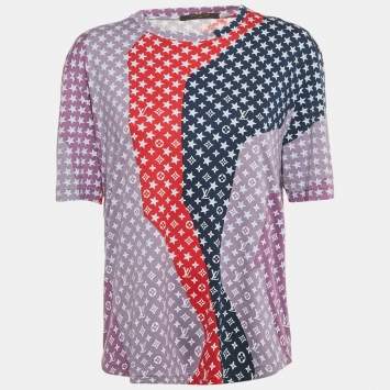Louis Vuitton Purple Monogram Print Jersey T-Shirt L