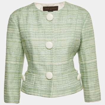 Louis Vuitton Green Tweed Button Front Jacket M