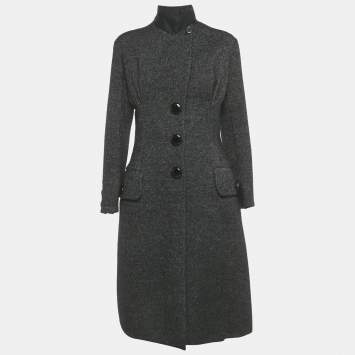 Louis Vuitton Black Wool Blend Gathered Waist Coat & Skirt Set M ( FR 38/ 40)