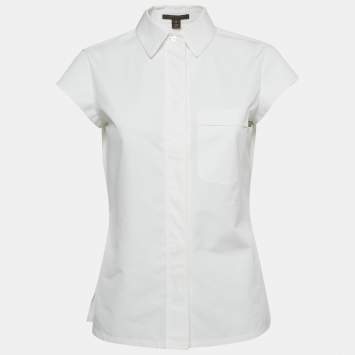 Louis Vuitton White Cotton Cap Sleeve Shirt S