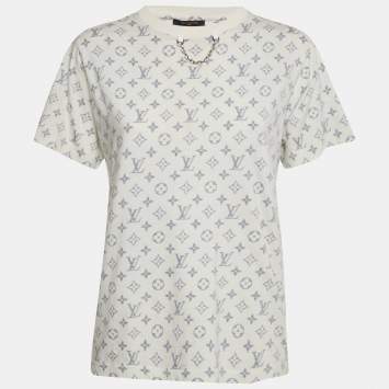 Pre Owned Louis Vuitton White Monogram Print Jersey T-Shirt M