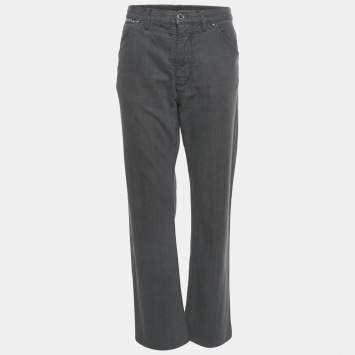 Pre Owned بنطلون جينز لوي فيتون دنيم أزرق بتفاصيل الشعار أرجل واسعة مقاس وسط 29 بوصة