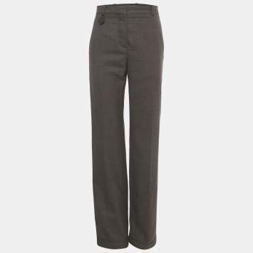 مملوكة مسبقًا Louis Vuitton Brown Wool Straight Leg Trousers S