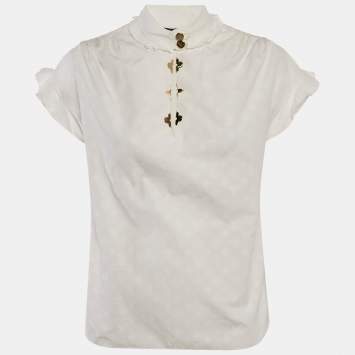 Pre Owned Louis Vuitton White Monogram Fil Coupe Metal Accent Top S