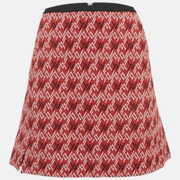 مملوكة مسبقًا Louis Vuitton Red Patterned Knit Mini Skirt M 
