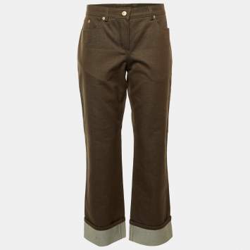 مملوكة مسبقًا Louis Vuitton Brown Denim Cuffed Jeans L Waist 32"