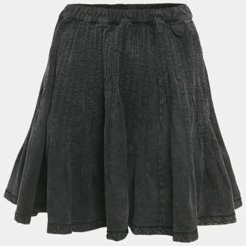 مملوكة مسبقًا تنورة لوي فيتون جينز رمادي متسعة قصيرة بحجم متوسط