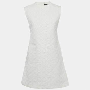 مملوكة مسبقًا Louis Vuitton White  Monogram Fil Coupé Denim Dress S