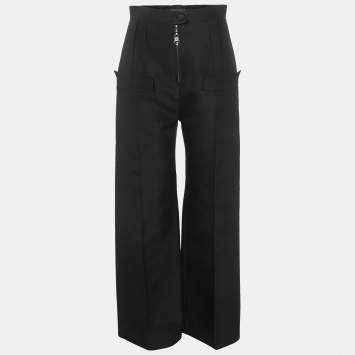 مملوكة مسبقًا Louis Vuitton Black Wool Blend Wide Leg Trousers M