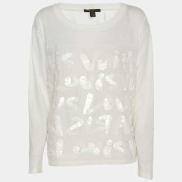 مملوكة مسبقًا قميص لويس فيتون كريمي جيرسي ترتر شعار مقاس صغير