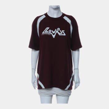 Pre Owned قميص لوي فيتون قطن بورجوندي طوق دائري حياكة انتارسيا