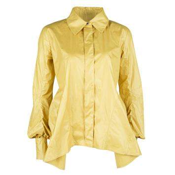 Pre Owned Louis Vuitton Yellow Top Stitch Detail Long Sleeve Asymmetric Shirt S