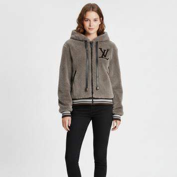 مملوكة مسبقًا Louis Vuitton Grey Monogram Mink Fur Hooded Bomber Jacket S