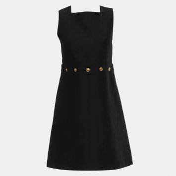 Pre Owned Louis Vuitton Sleeveless Logo Button A-Line Dress