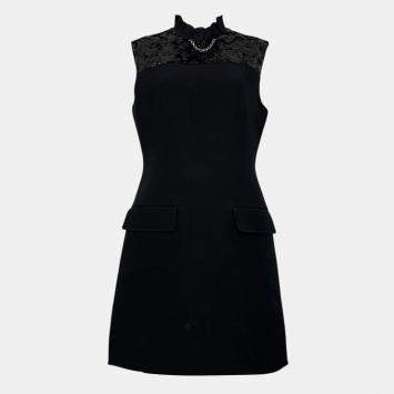 مملوكة مسبقًا Louis Vuitton Black Sequins Ruffle Collar Dress FR 38