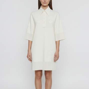 Pre Owned Louis Vuitton Cream Embossed Monogram Stretch Cotton Polo Dress S