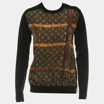 Pre Owned Louis Vuitton Trunk Printed Long Sleeve Sweater S