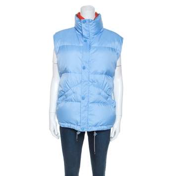 Pre Owned Louis Vuitton Blue Nylon Sleeveless Puffer Jacket XXL