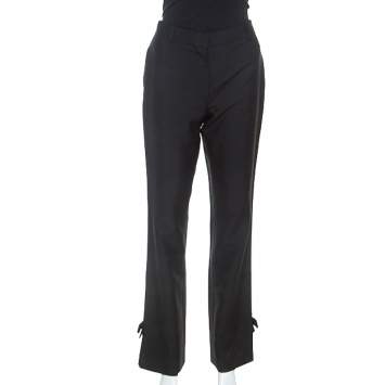Pre Owned Louis Vuitton Black Mohair Bow Detail Flared Trousers M 