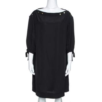 Pre Owned Louis Vuitton Black Silk Button Detail Tunic M