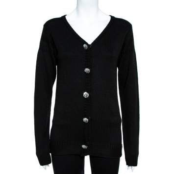 Pre Owned Louis Vuitton Black Knit Button Front Cardigan S