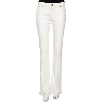 Pre Owned Louis Vuitton White Denim Jeans M