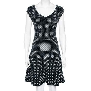 Pre Owned Louis Vuitton Multicolored Silk Knit Flared Short Dress M