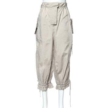 Pre Owned Louis Vuitton Beige Cotton Cargo Pocket Detail Capri Pants S