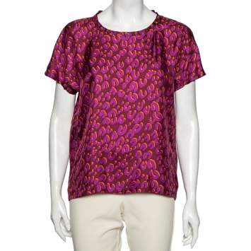 Pre Owned Louis Vuitton Pink Stephen Sprouse Leopard Print Silk Blouse M
