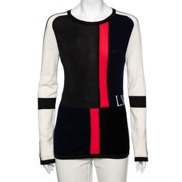 Pre Owned Louis Vuitton Color Block Wool Knit Sweater M