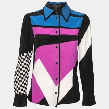Pre Owned Louis Vuitton Multicolor Printed Silk Long Sleeve Shirt S