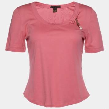 Pre Owned Louis Vuitton Pink Jersey Bow & Charms Detail Top S