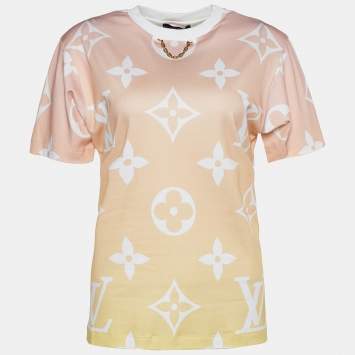 Pre Owned Louis Vuitton Orange/Yellow Gradient Monogram Print Cotton Sunrise T-Shirt M