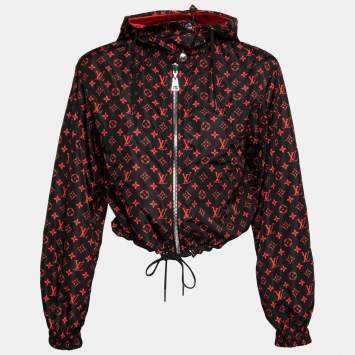 Pre Owned Louis Vuitton Black/Red Monogram Synthetic Reversible Windbreaker Jacket S