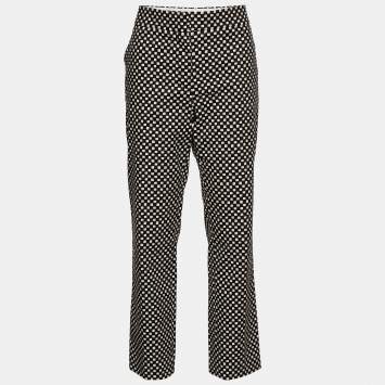 Pre Owned Louis Vuitton Brown & Beige Cotton Canvas Straight Leg Pants L