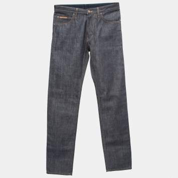 Pre Owned Louis Vuitton Dark Blue Denim Straight Leg Jeans M Waist 33"