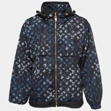 Pre Owned Louis Vuitton Black/Blue Mahina Monogram Synthetic Parka Jacket S