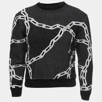 Pre Owned Louis Vuitton Black Cotton Quilted 3D Chain Effect Sweatshirt XS