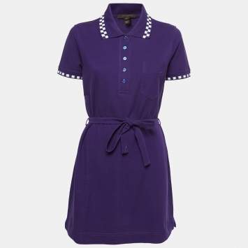 Pre Owned Louis Vuitton Purple Cotton Polo T shirt Dress M