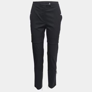 Pre Owned Louis Vuitton Black Crepe Wool Zip Detail Trousers M