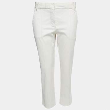 Pre Owned Louis Vuitton Off White Cotton Straight Fit Pants L