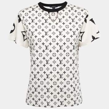 Pre Owned Louis Vuitton Black/Cream Monogram Cotton T-Shirt S